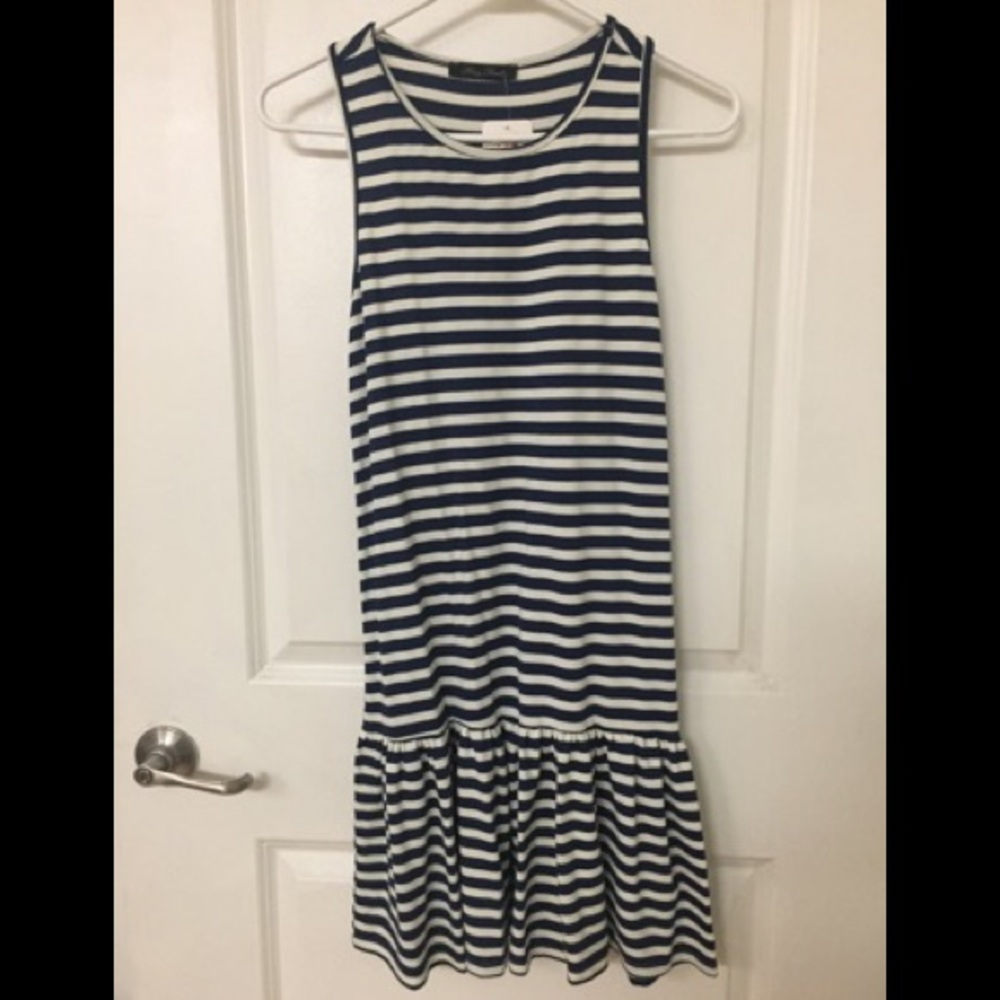 NWT Striped White Navy Sleeveless Dress Small S